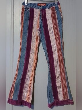 Guess Vintage Girls Size 12 Patchwork Velour Jeans